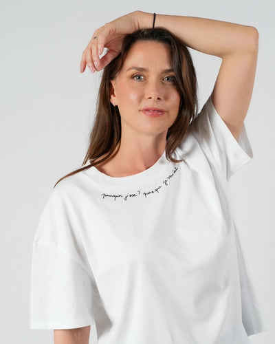 Visuel du tee-shirt Printemps pourquoi parce que col rond oversize