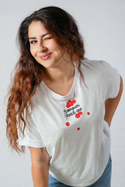 Modèle du tee-shirt Printemps pourquoi parce que col rond oversize