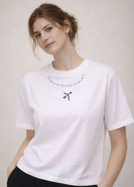 tee-shirt bonne etoile couleur blanc de face de la marque pourquoi parce que 