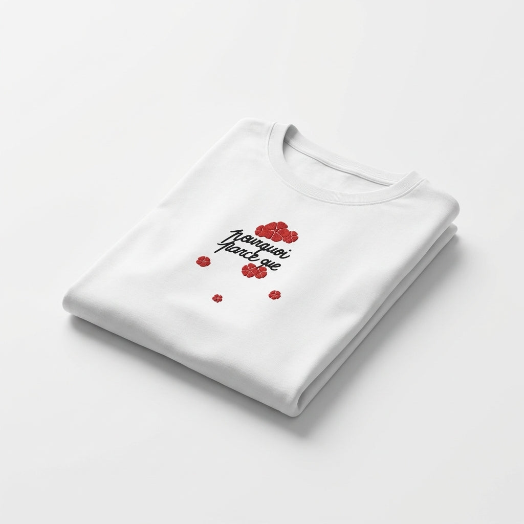 Pourquoi parce que visuel tee-shirt printemps oversize blanc