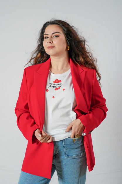 Mannequin du tee-shirt Printemps pourquoi parce que col rond oversize